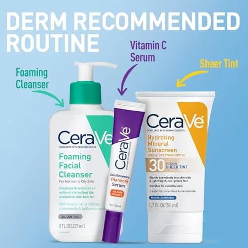 CeraVe Tinted Sunscreen SPF 30 Moisturizer Medium 1.7 Fl Oz (50 ml) | Dermatologist-Developed Mineral Sunscreen thumbnail 8