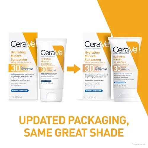 CeraVe Tinted Sunscreen SPF 30 Moisturizer Medium 1.7 Fl Oz (50 ml) | Dermatologist-Developed Mineral Sunscreen thumbnail 2