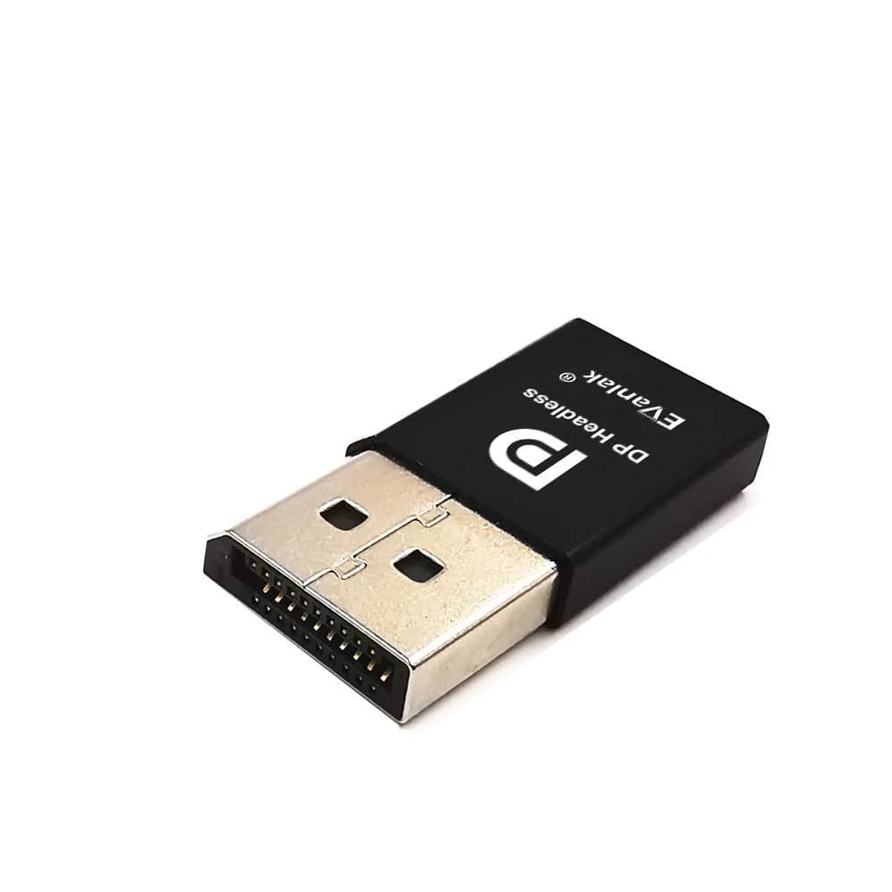 EVanlak DisplayPort Headless Ghost Display Emulator 4K DP Dummy Plug | Supports 3840x2160@17Hz — E1080P-1