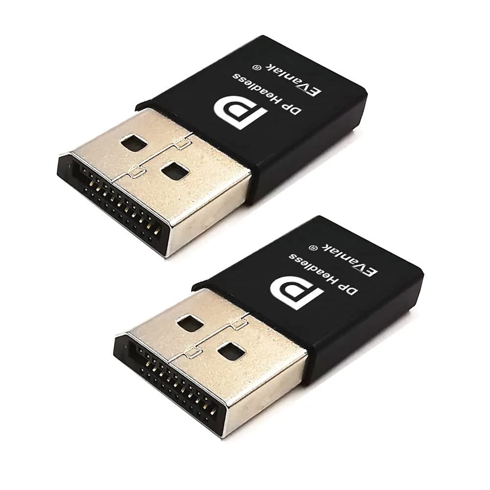 EVanlak DisplayPort Headless Ghost Display Emulator 4K DP Dummy Plug | Supports 3840x2160@17Hz — E1080P-2