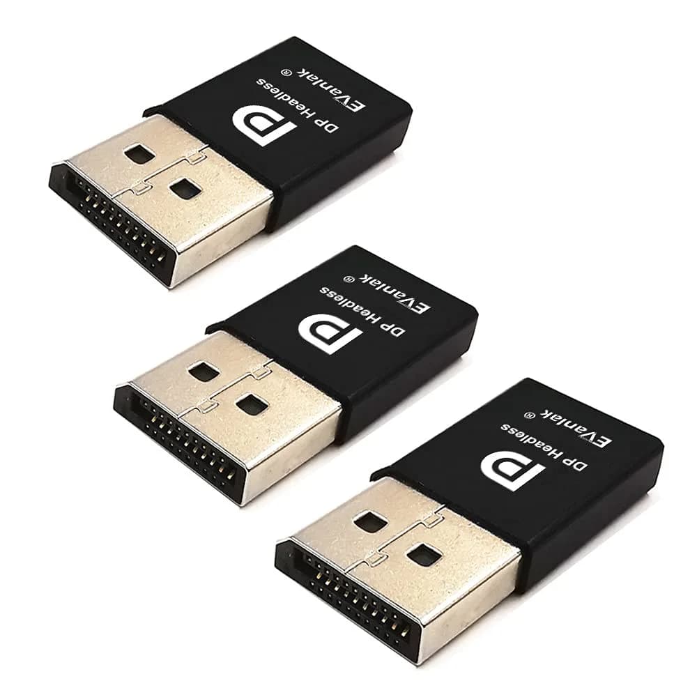 EVanlak DisplayPort Headless Ghost Display Emulator 4K DP Dummy Plug | Supports 3840x2160@17Hz — E1080P-3
