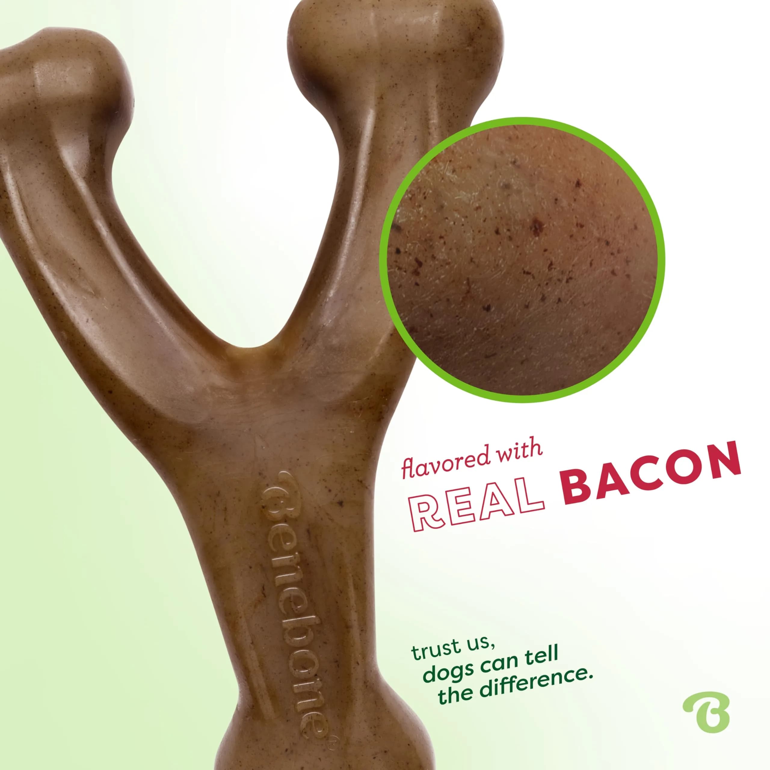 Benebone Wishbone Dog Chew Toy Giant Real Bacon Flavor | Durable Nylon Chew for Aggressive Chewers - view 2