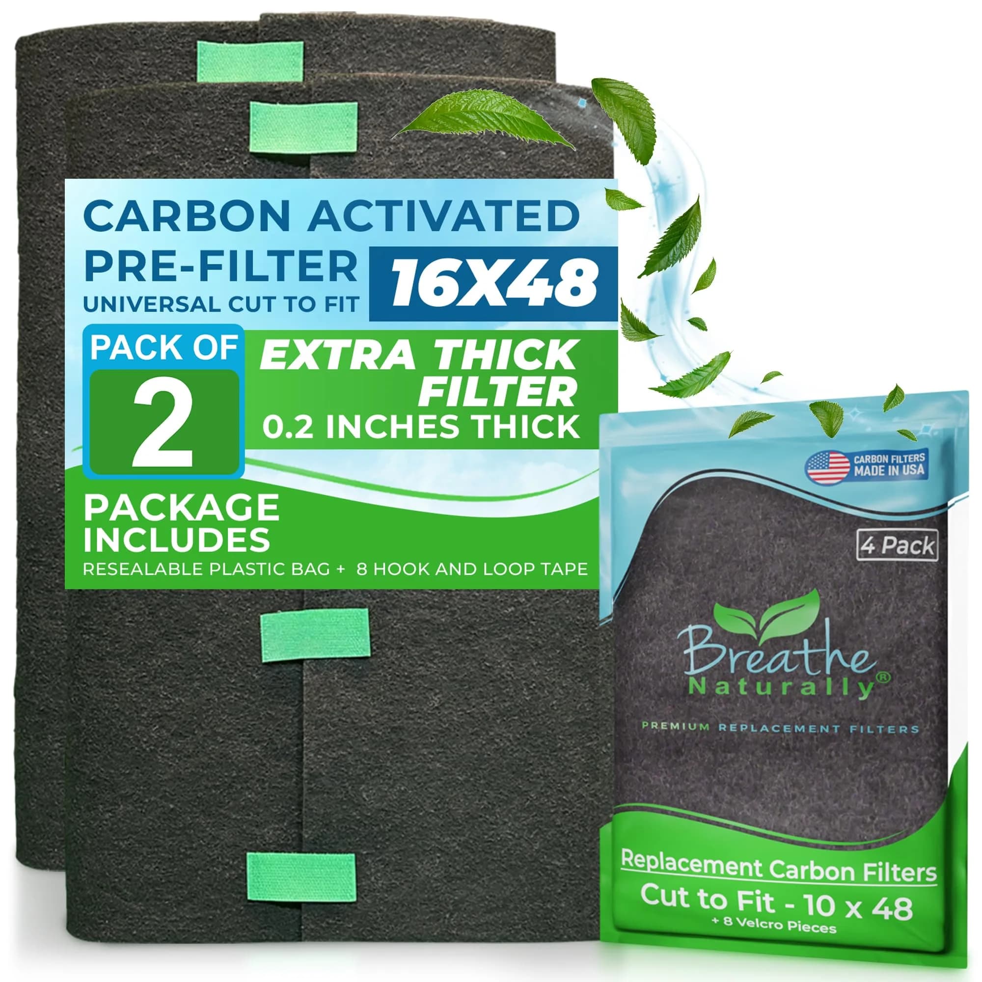Breathe Naturally Universal Cut To Fit Activated Carbon Air Filter 16x48 | Premium USA Made Odor & Pollutant Filter