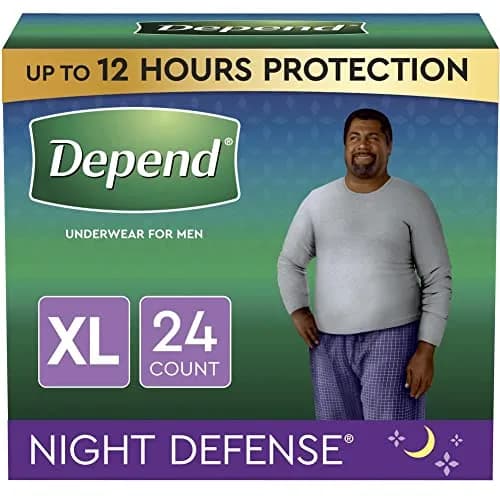 Depend Night Defense Men's Incontinence Underwear XL | 24 Count (2 Packs of 12) | Overnight 12-Hour Protection thumbnail 1