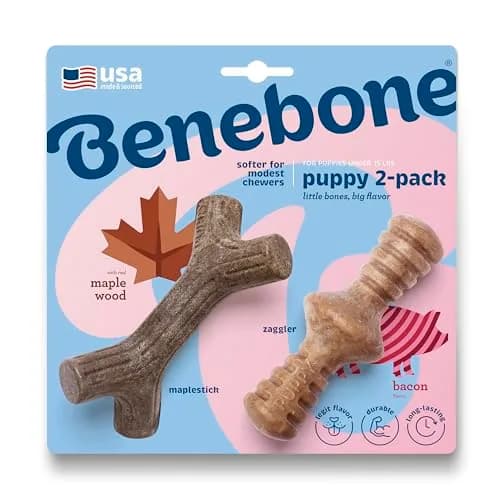 Benebone Puppy 2-Pack Maplestick/Zaggler Dog Chew Toys, Tiny | Durable Nylon Chew for Teething Pups thumbnail 1