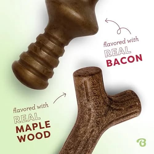 Benebone 2-Pack Maplestick/Zaggler Durable Dog Chew Toys, Tiny, 3.8 oz (108 g) | Real Bacon & Maple Wood Flavors thumbnail 2