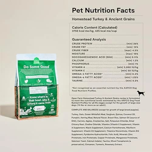 Open Farm Ancient Grains Dry Dog Food, Homestead Turkey Kibble, 1.81kg (4lb) | Heart-Healthy & Balanced Nutrition thumbnail 6