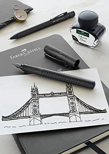 Faber-Castell Grip Edition Fountain Pen - All Black, Medium Nib | Smooth Ink Flow Writing Instrument thumbnail 6