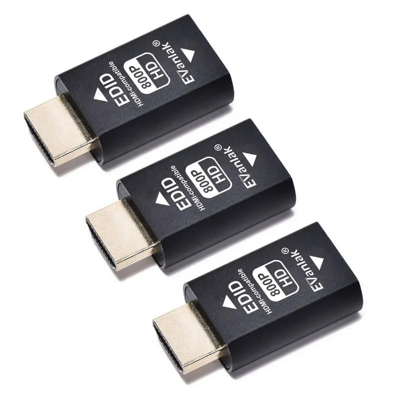 EVanlak HDMI EDID Emulator Passthrough 800-3P 3-Pack | Maintains Display Resolution - main product image
