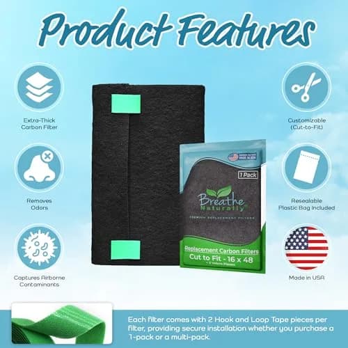 Breathe Naturally Universal Cut-to-Fit Carbon Activated Air Filter 16x48 inches (40.6cm x 121.9cm) | Captures Smoke, Odors & Pollutants thumbnail 4