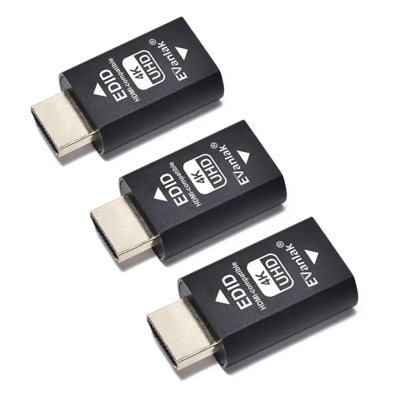 EVanlak E4K-3PCS 3rd Gen HDMI EDID Emulator Passthrough - 3 Pack - main product image