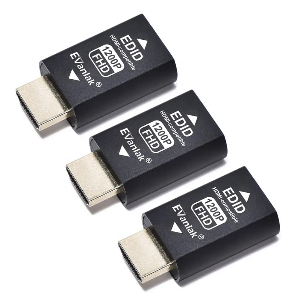 EVanlak HDMI EDID Emulator Passthrough 1200-3P (3-Pack) - Maintains Display Resolution - main product image