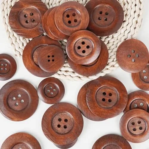 Chenkou Craft 20pcs Big Size 40mm (1 1/2") Light Brown Round Wood Buttons | Craft Sewing Button thumbnail 4