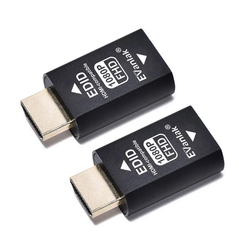 EVanlak E1080P-2PCS 3rd Gen HDMI EDID Emulator Passthrough (2 Pack) for Seamless Display Resolution - main product image
