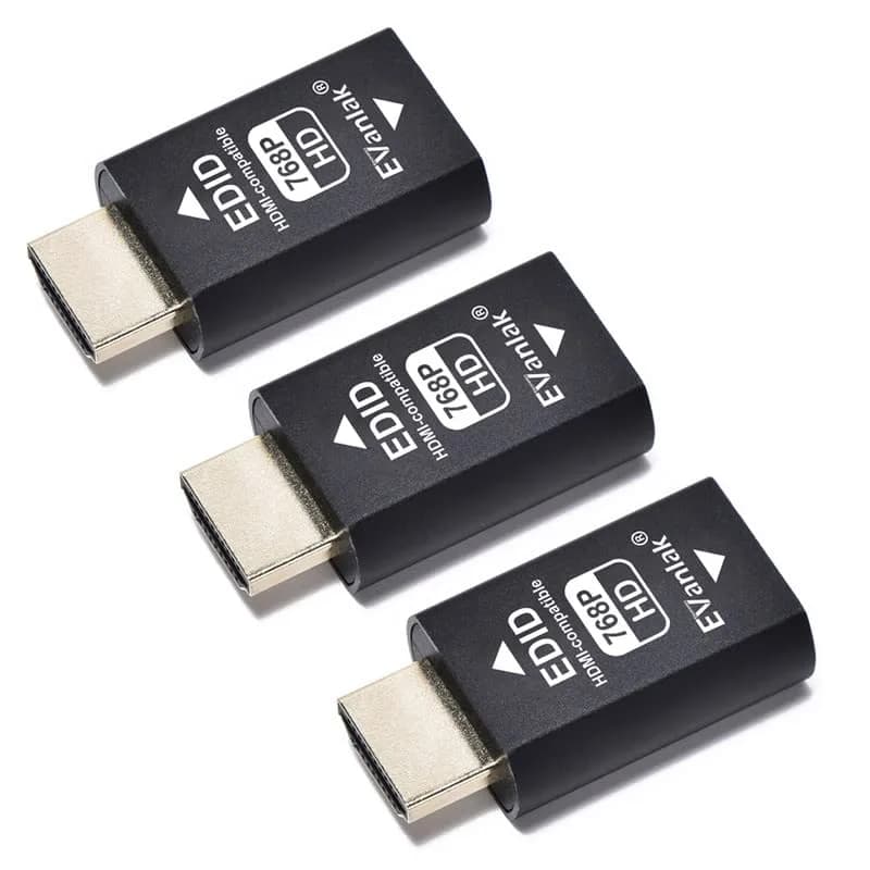 EVanlak HDMI EDID Emulator Passthrough 768-3P 3-Pack for Seamless Display Resolution Maintenance - main product image
