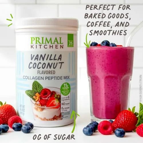 Primal Kitchen Vanilla Coconut Collagen Fuel Drink Mix 20 Ounces (567g) | 11g Bovine Collagen Peptides for Skin, Hair & Nails thumbnail 4