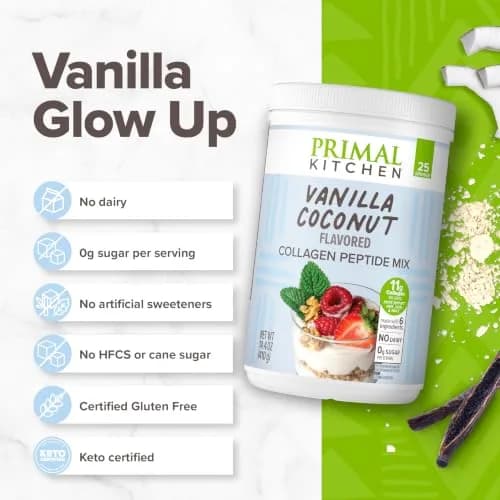 Primal Kitchen Vanilla Coconut Collagen Fuel Drink Mix 20 Ounces (567g) | 11g Bovine Collagen Peptides for Skin, Hair & Nails thumbnail 2