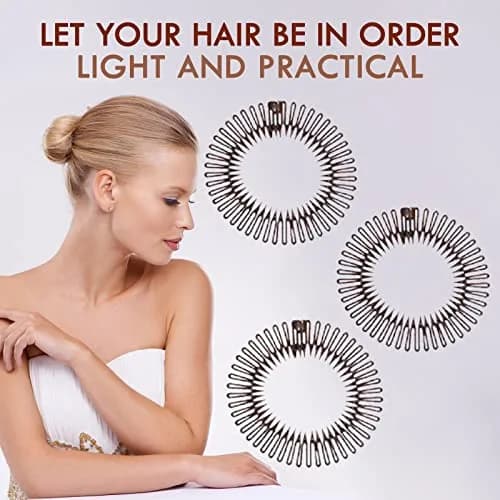 TUICARE Flexible Plastic Circular Stretch Hair Combs Headband Holder 3-Pack | Comfortable All-Day Hold thumbnail 6