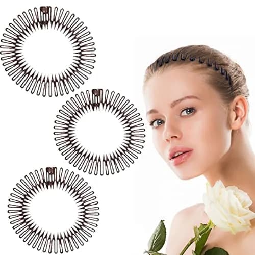 TUICARE Flexible Plastic Circular Stretch Hair Combs Headband Holder 3-Pack | Comfortable All-Day Hold thumbnail 2