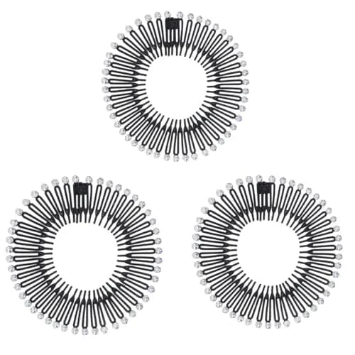 TUICARE Full Circular Stretch Hairband Holder with Rhinestone Comb, 30cm Spread Size | Flexible Plastic Teeth for All Hair Types thumbnail 1