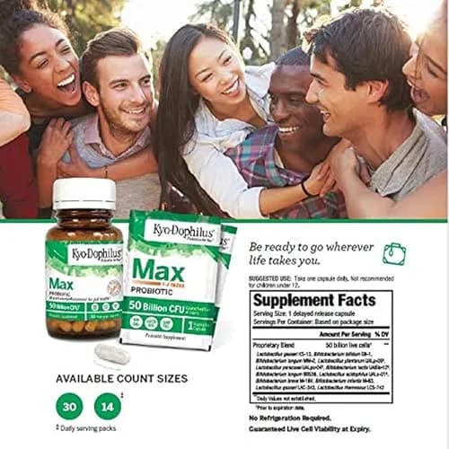 Kyo-Dophilus Probiotic Max 30 Count | 50 Billion CFU, Vegan, No Refrigeration thumbnail 6
