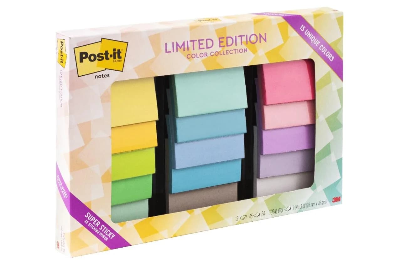 Post-it Super Sticky Notes 3 x 3 in Assorted Brights 15 Pads | 2X Sticking Power for Organization — 7.9" x 11.9"