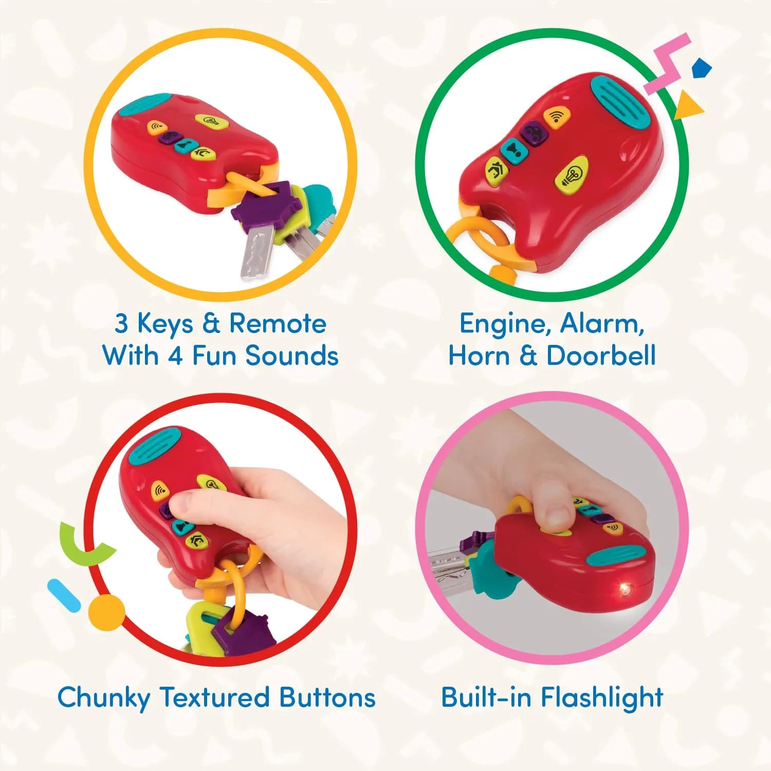 Battat Light & Sound Keys Toy Set with Flashlight, Red, Toddler | Developmental Toy for Ages 10+ Months - view 3