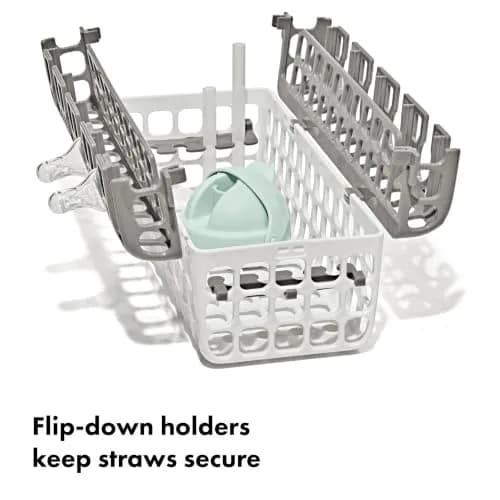 OXO Tot Dishwasher Basket, Gray | Space-Efficient Baby Bottle & Straw Parts Holder thumbnail 3