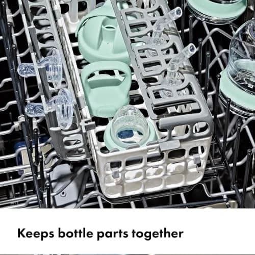 OXO Tot Dishwasher Basket, Gray | Space-Efficient Baby Bottle & Straw Parts Holder thumbnail 4