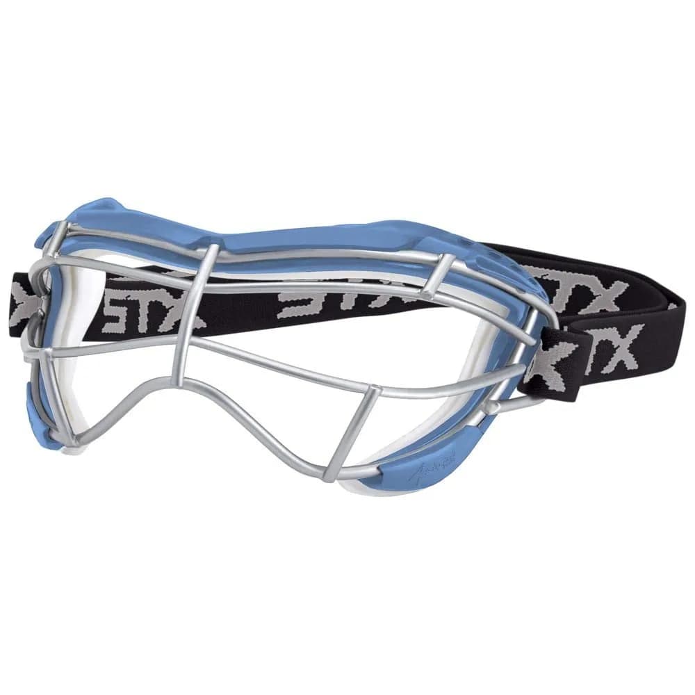 STX Focus-S Lacrosse Goggles Carolina/White | SEI Certified Women's Lacrosse Eye Protection — Carolina/White
