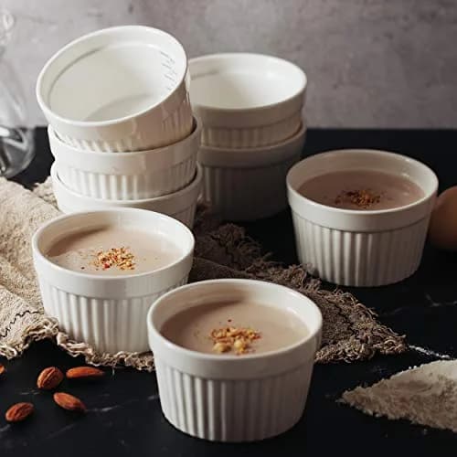 Brew To A Tea Ramekins 8 oz Set of 8 | Elegant Ceramic Bakeware for Crème Brûlée & More thumbnail 6