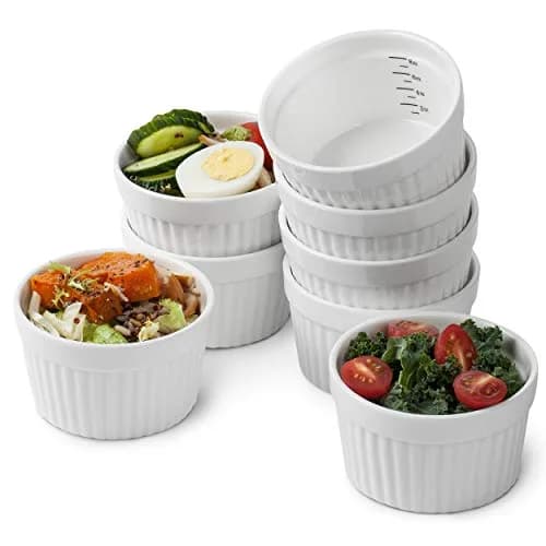 Brew To A Tea Ramekins 8 oz Set of 8 | Elegant Ceramic Bakeware for Crème Brûlée & More thumbnail 8