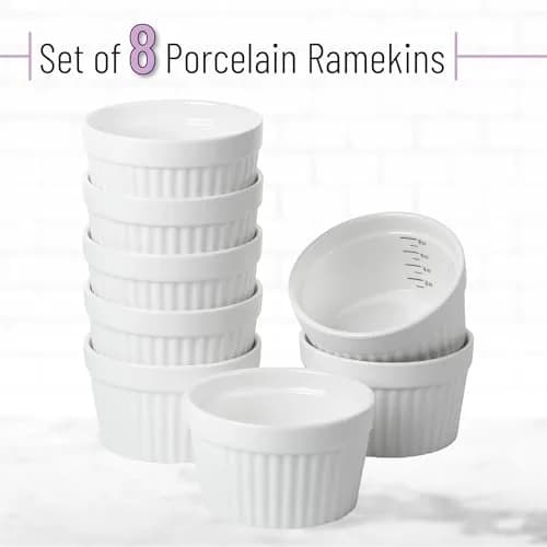 Brew To A Tea Ramekins 8 oz Set of 8 | Elegant Ceramic Bakeware for Crème Brûlée & More thumbnail 2