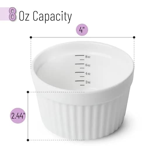 Brew To A Tea Ramekins 8 oz Set of 8 | Elegant Ceramic Bakeware for Crème Brûlée & More thumbnail 3