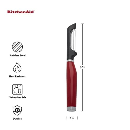 KitchenAid Gourmet Euro Peeler, 8.7-Inch, Red | Double-Edged Serrated Blade for Fruits & Vegetables thumbnail 3