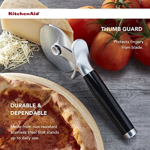 KitchenAid Classic Pizza Wheel with Sharp Blade & Finger Guard, 22.86 cm (9-Inch) | Cuts Crusts, Pies, and Dough thumbnail 3