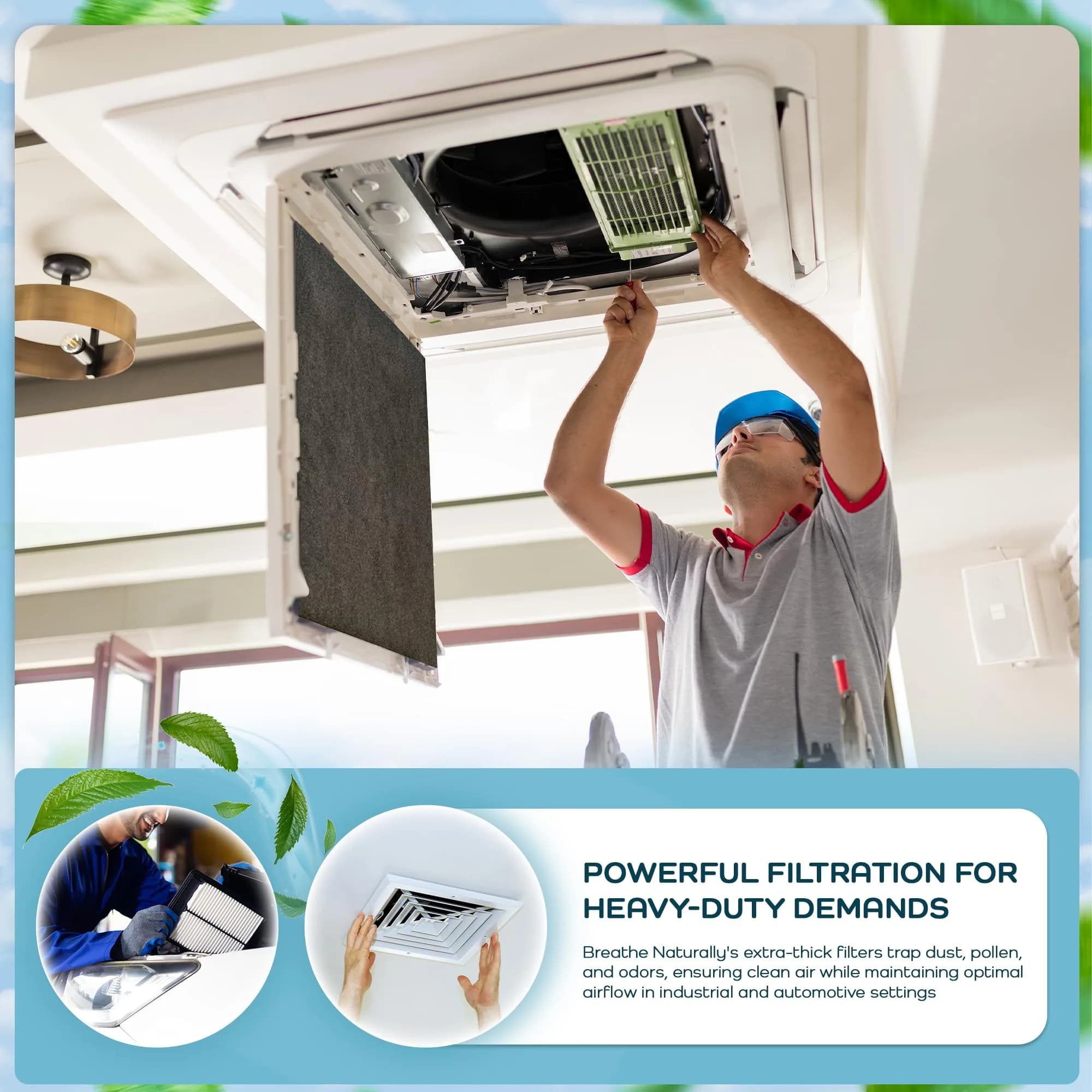 Breathe Naturally Universal Cut-to-Fit Carbon Activated Air Filter 10x48 Inch (Pack of 1) | Captures Smoke & Pollutants - view 6