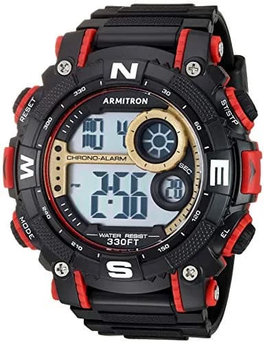 Armitron Sport Men's Dark Red Accented Digital Chronograph Watch, 40/8284GBR | Water-Resistant 100m, Digital Display, Sport Style thumbnail 1