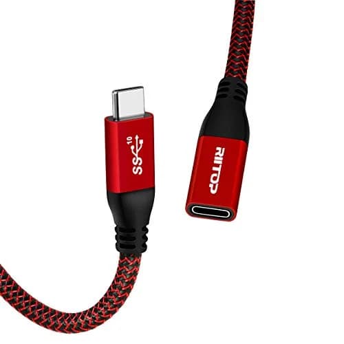 RIITOP USB-C Extension Cable 2ft (0.6m) Red | 10Gbps Data & 4K Video Transfer thumbnail 1