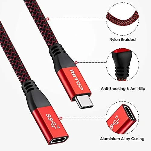 RIITOP USB C Extension Cable 20cm (7.8 inch) | 10Gbps Data & 100W Charging | Thunderbolt 3 Compatible thumbnail 5