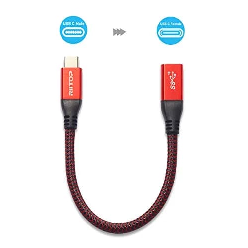 RIITOP USB C Extension Cable 20cm (7.8 inch) | 10Gbps Data & 100W Charging | Thunderbolt 3 Compatible thumbnail 3