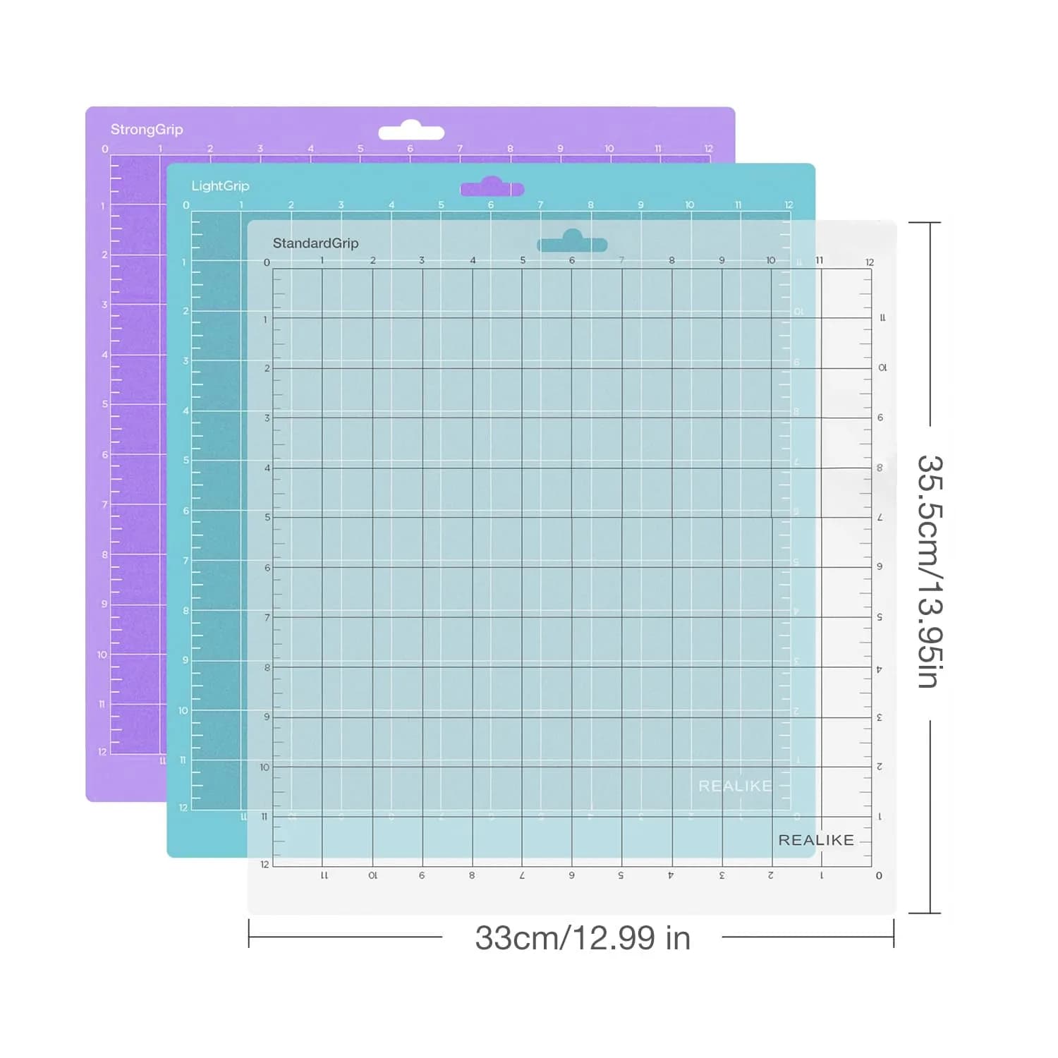REALIKE 12x12 inch StrongGrip Cutting Mat (3 Mats, Blue Transparent Purple) - view 2