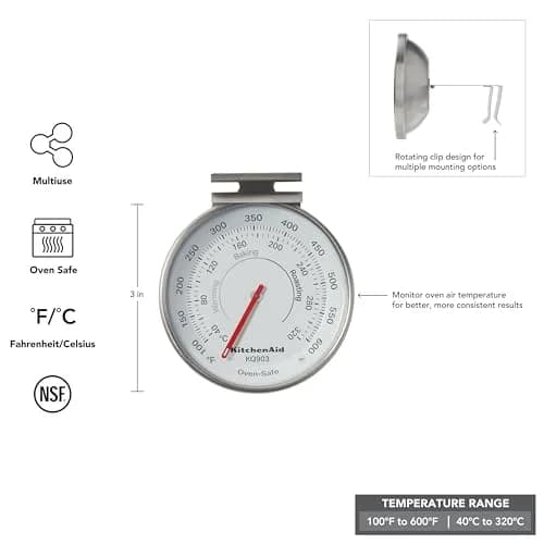 KitchenAid 3-inch Dial Oven Thermometer | 40°C to 320°C (100°F to 600°F) | Stainless Steel thumbnail 2