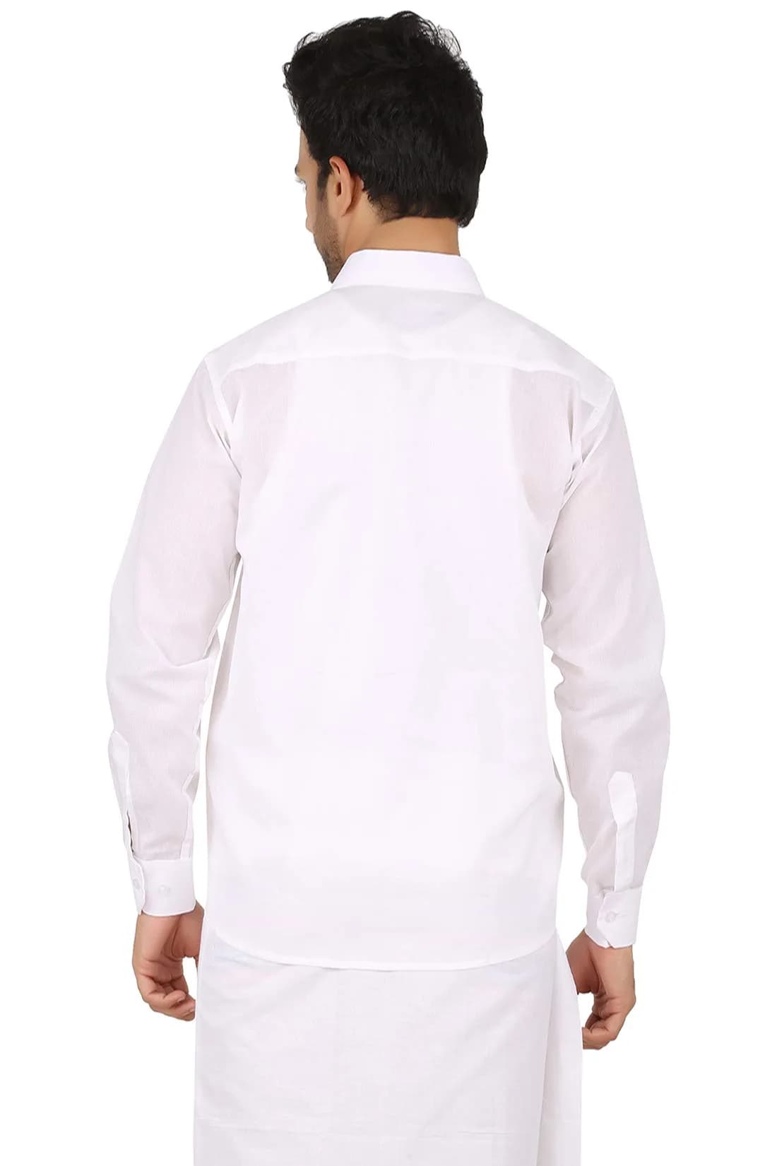 PRAKASAM COTTON Men's White Long Sleeve Regular Fit Mono Cotton Shirt 40 (101.6 cm / 40 in) - view 2