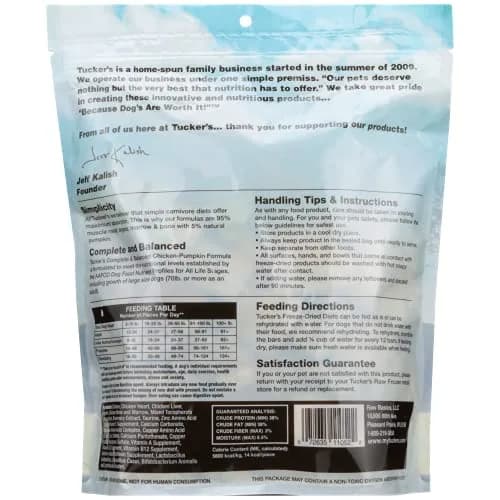Tucker's Raw Frozen Freeze Dried Dog Food Chicken & Pumpkin 14oz | Complete & Balanced for All Life Stages thumbnail 2
