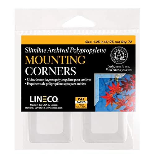 Lineco Slimline Polypropylene Mounting Corners 72 PCS | Acid-Free Archival Quality for Photos & Art thumbnail 1