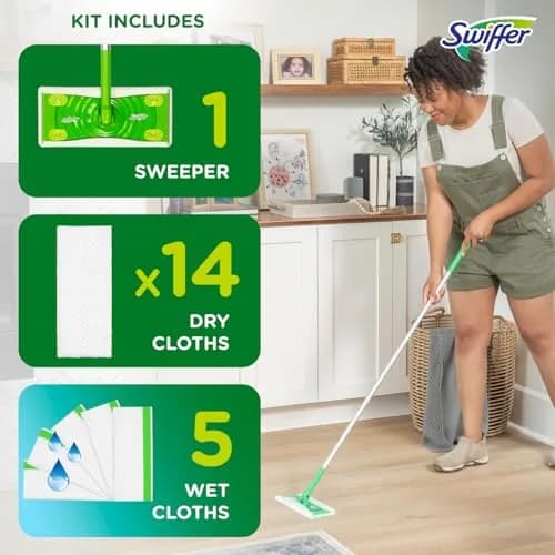 Swiffer Sweeper 2-in-1 Mop Starter Kit | Dry & Wet Multi-Surface Floor Cleaner, 20-Piece Set thumbnail 5