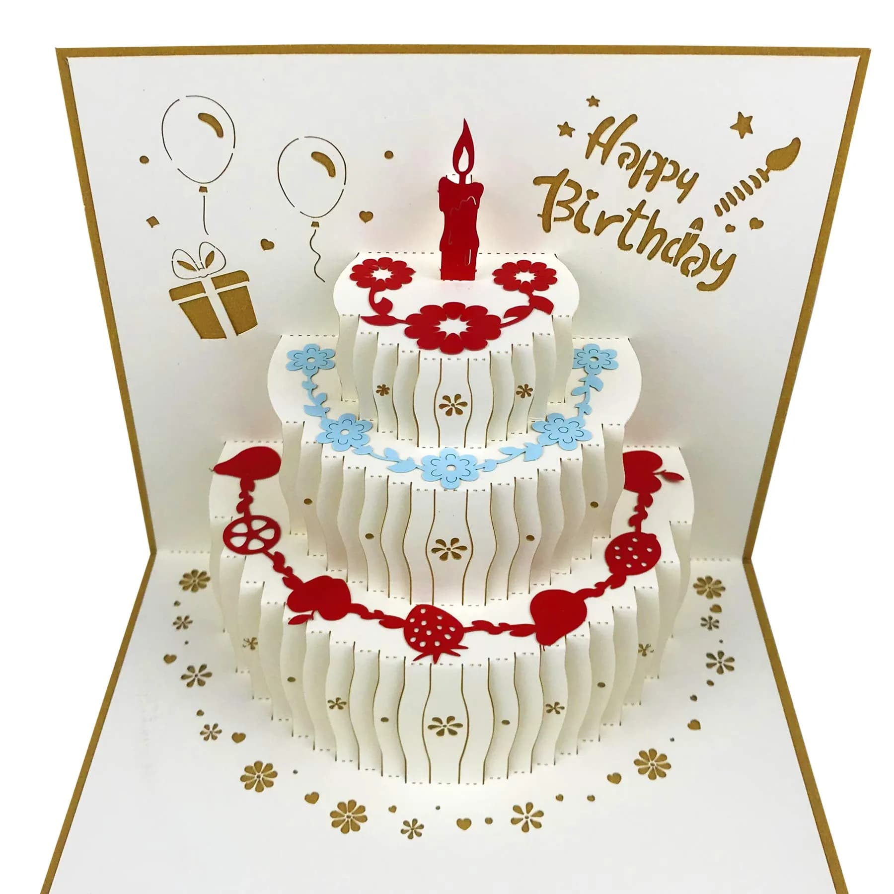 Akeydeco 3D Pop Up Birthday Cards 6.1*5.1 inch | Laser Cut Happy Birthday Greeting Card for Mom, Wife, Sister, Friends