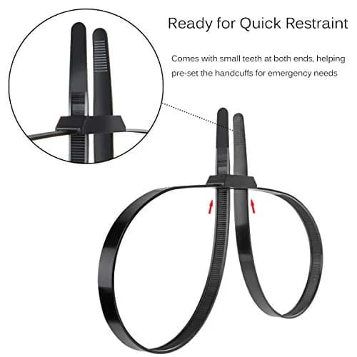 VAMRONE 35.4" Flex Cuffs, 10Pcs Heavy Duty Zip Tie Handcuffs | 90 cm (35.4") Double Cuffs, 250 lbs Tensile Strength thumbnail 4