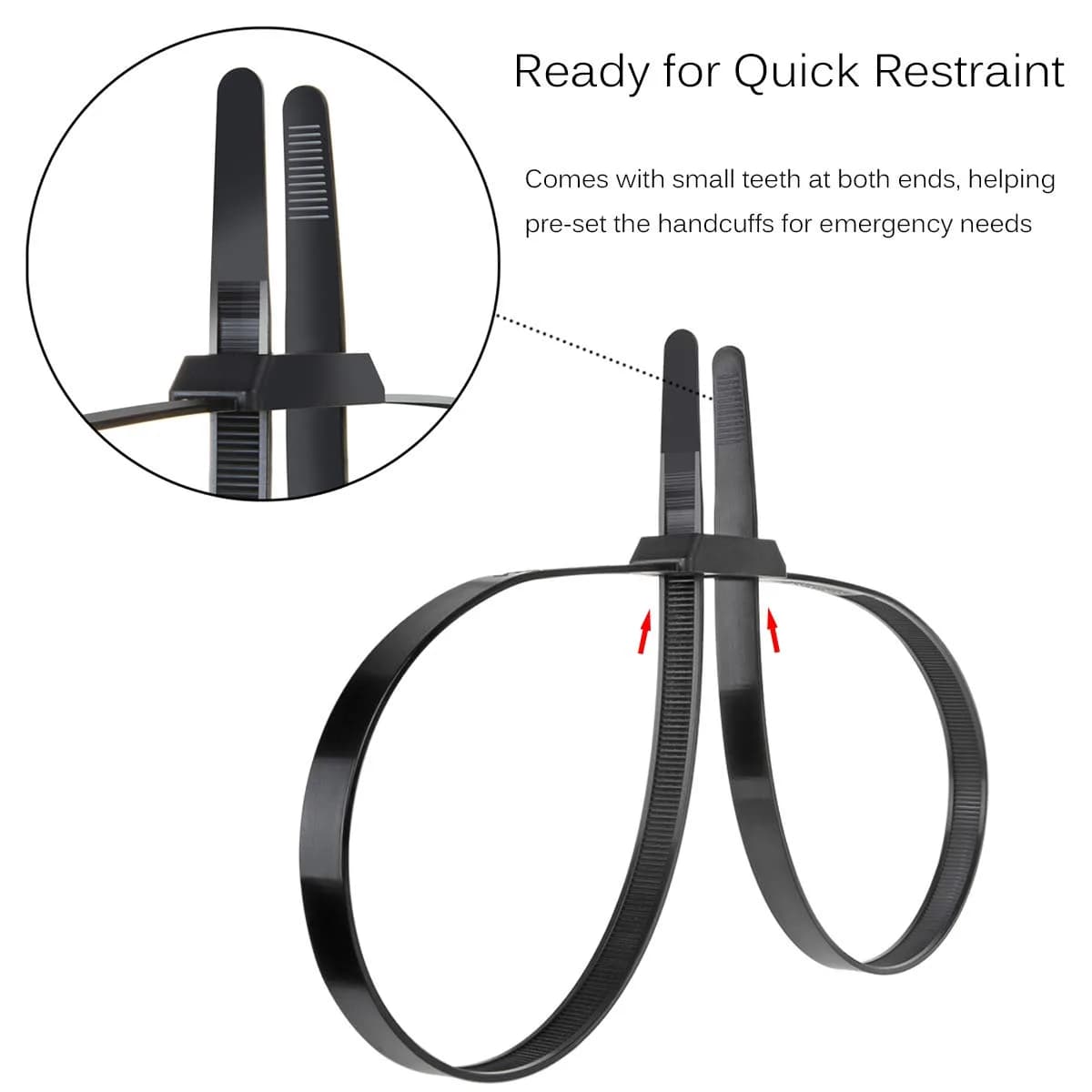 VAMRONE 35.4" Flex Cuffs, 10Pcs Heavy Duty Zip Tie Handcuffs | 90 cm (35.4") Double Cuffs, 250 lbs Tensile Strength - view 4